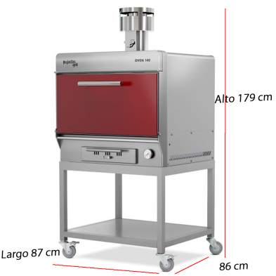 Horno de carbón Pujadas Oven 140 con carro abierto de acero inoxidable