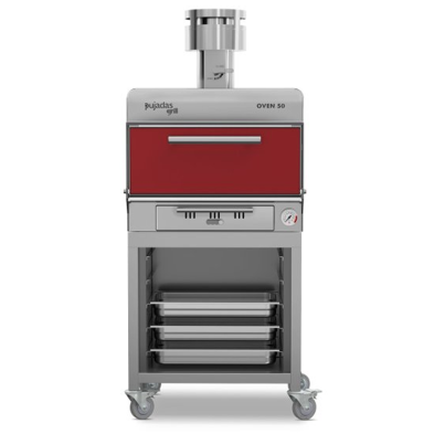 Horno de carbón Pujadas Oven 50 con mesa móvil y ruedas