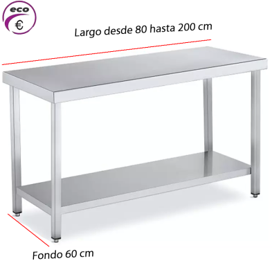 Mesa de trabajo de acero inoxidable para cocina profesional