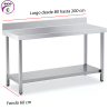 Mesa de trabajo de acero inoxidable con peto y estante para cocina profesional