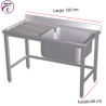 Fregadero industrial de 1 seno con escurridor izquierdo de acero inoxidable
