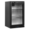 Expositor refrigerado de bebidas negro con dos estantes regulables