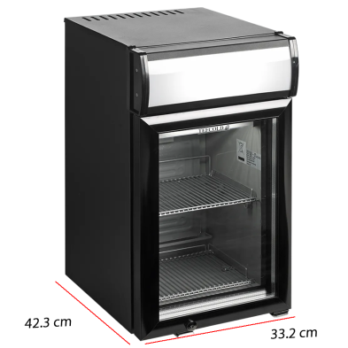 Nevera expositora de bebidas BC25CP negra con puerta de cristal