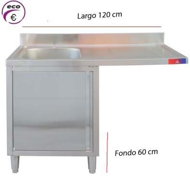 Fregadero profesional con escurridor derecho o izquierdo y mueble inferior