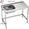 Fregadero industrial 1000x500 con seno y escurridor lateral