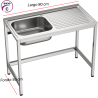 Fregadero de acero inoxidable con escurridor derecho o izquierdo