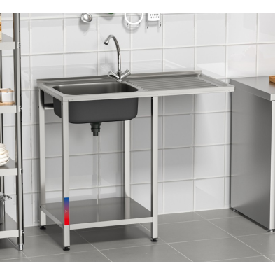 Fregadero industrial 1 seno con escurridor para cocina profesional