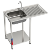 Fregadero con lavavasos para barra de bar y restaurante