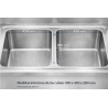 Fregadero industrial de 2 senos 1200x600 con balda inferior