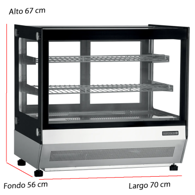 Expositor refrigerado de mostrador con puertas correderas de cristal