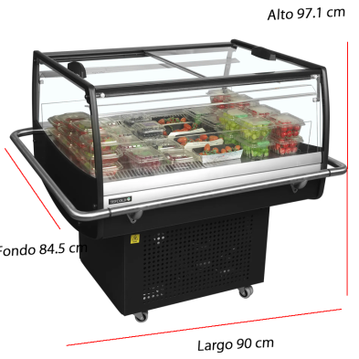 Refrigerador negro PDC90SL-2 con ruedas para tienda y supermercado