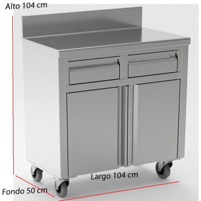 Mueble Servicio con Puertas 100x50 cm 2 Cajones 85-MTC50-100