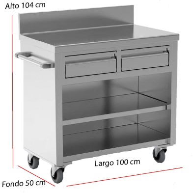 Mueble Servicio Camareros 100x50 cm 2 Cajones 85-MTA50-100