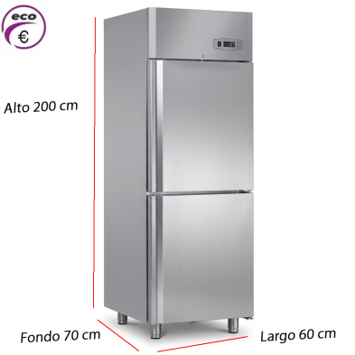 Armario de congelacion 2 puertas Inox 575 L.