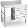 Mesa con cajones de acero inox