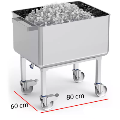 Carro contenedor inox con fondo elevable y desagüe 06-076026