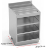 Mesa cóctel encimera perforada muro técnico.
