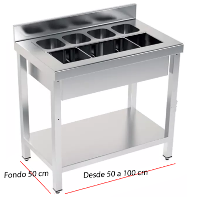 Mesa coctelera con cuba de hielo