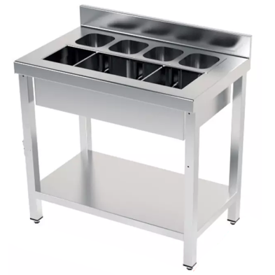 Mesa coctelera con cuba de hielo