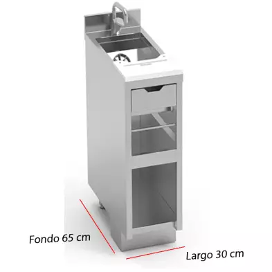 Fregadero Cocteleria Modulo de Cajon 1 Cuba 85-LBM-30+