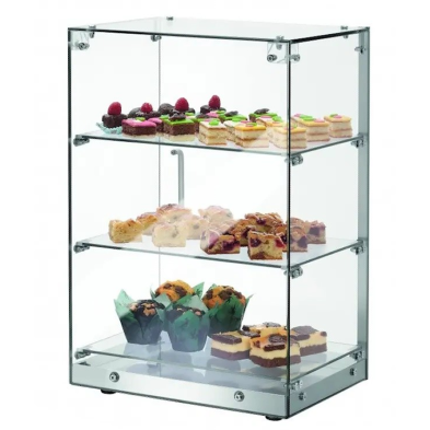 Vitrina neutra XCZ-60L de 3 pisos con base de acero inoxidable