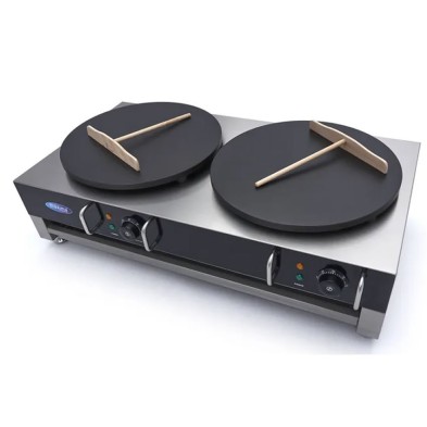 Crepera eléctrica doble con dos placas antiadherentes de 40 cm