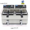 Freidora eléctrica doble de 2 x 10 litros con grifos de vaciado