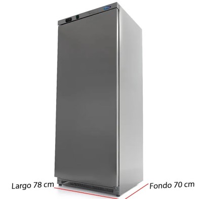 Congelador vertical de 600 litros de acero inoxidable con seis estantes fijos