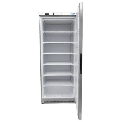 Congelador vertical de 600 litros de acero inoxidable con seis estantes fijos