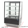 Vitrina refrigerada de pastelería negra de 500 litros con estantes de cristal