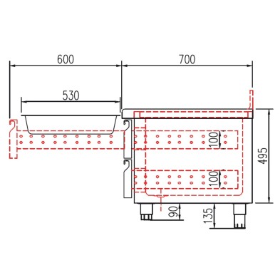 Mesa fría BAJO COCINA 6 cajones