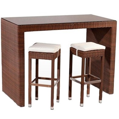 Mesa Alta con Cristal Rattan sintético 150x50 - FARGO