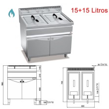 Freidora Industrial a Gas 15+15 L. de Pie - 03-GL15+15M