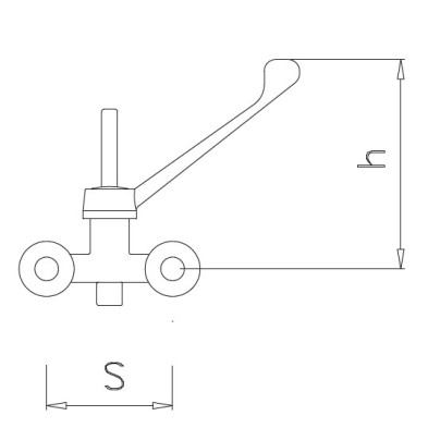 Grifo de pared con mango apertura codo