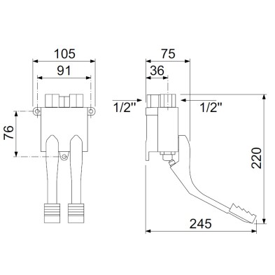 Pedal de grifo mezcladro aguar fria y calente para suelo 34-542915
