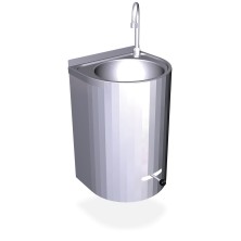 Lavamanos de pared en acero inoxidable.