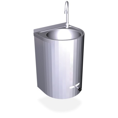 Lavamanos de pared en acero inoxidable.