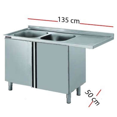 Fregadero para lavavajillas 135 x 50 cm -2 pozas