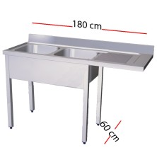 Fregadero para lavavajillas 180 x 70 cm -dos cubas
