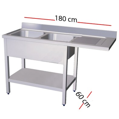 Fregadero para lavavajillas 180 x 60 cm -dos cubas