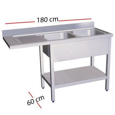 Fregadero para lavavajillas 180 x 60 cm -dos cubas