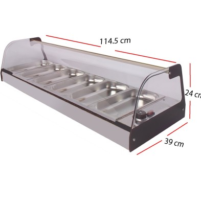 Vitrina Caliente Inox 6GN 1/3x40 Baño-maria 1000W-C6