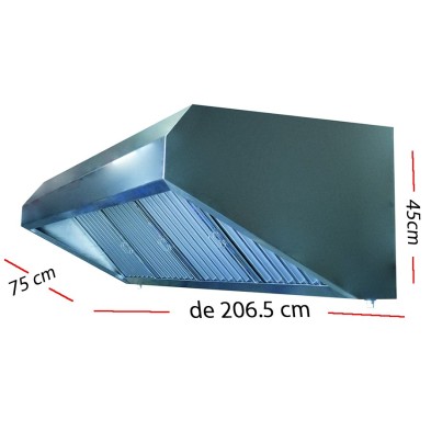 Campana industrial de 157.5.5 x 75 cm y 45 cm de altura