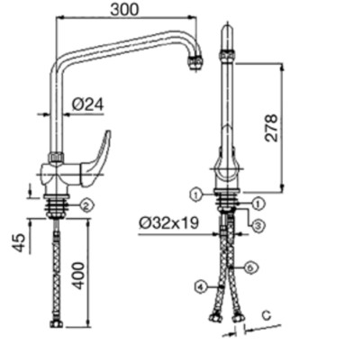 Grifo alto Fregadero dos entradas R0020220