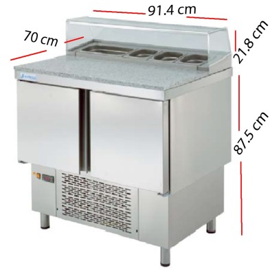 Mesa con Granito de Ingredientes 91.4x70 5-GN1/6  MPGP-100-G