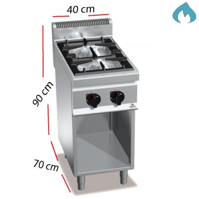 Cocina a Gas Fondo 70 - 2 Fuegos 7 Kw y 3.5 kW. G7F2M