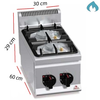 Cocina a Gas sobremesa 2 Fuegos 2x 9.5 Kw. industrial
