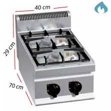 Cocina a Gas Fondo 70 - 2 Fuegos 7 Kw y 3.5 kW. G7F2B