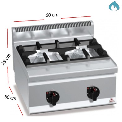 Cocina a Gas sobremesa 2 Fuegos 10.5 Kw. industrial