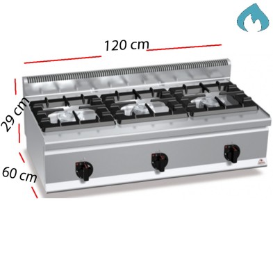 Cocina a Gas sobremesa 3 Fuegos 31 Kw. industrial